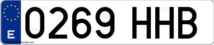 Ejemplo de matrícula española 0269 HHB
