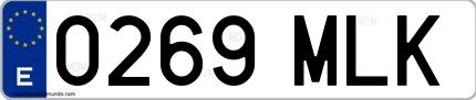 Ejemplo de matrícula española 0269 MLK