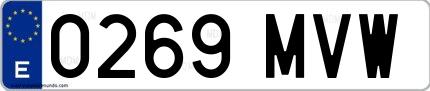 Ejemplo de matrícula española 0269 MVW