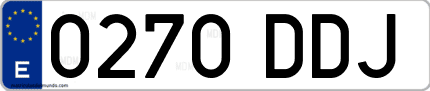 Ejemplo de matrícula de coche ordinaria 0270 DDJ
