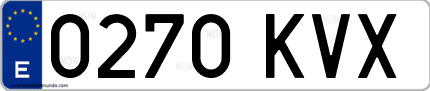 Ejemplo de matrícula de coche ordinaria 0270 KVX