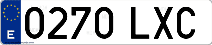 Ejemplo de matrícula de coche ordinaria 0270 LXC