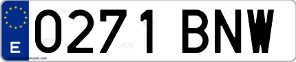Ejemplo de matrícula de coche ordinaria 0271 BNW