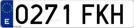 Ejemplo de matrícula de coche ordinaria 0271 FKH