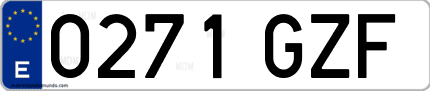 Ejemplo de matrícula de coche ordinaria 0271 GZF