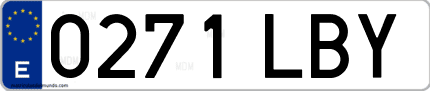 Ejemplo de matrícula de coche ordinaria 0271 LBY