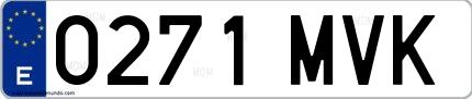 Ejemplo de matrícula española 0271 MVK