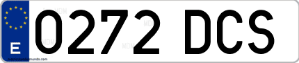 Ejemplo de matrícula de coche ordinaria 0272 DCS