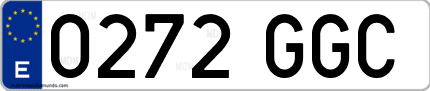 Ejemplo de matrícula de coche ordinaria 0272 GGC