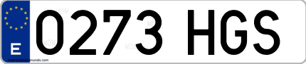Ejemplo de matrícula de coche ordinaria 0273 HGS
