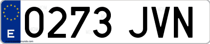Ejemplo de matrícula de coche ordinaria 0273 JVN