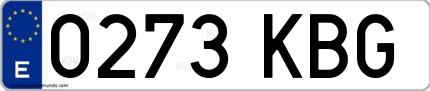 Ejemplo de matrícula española 0273 KBG
