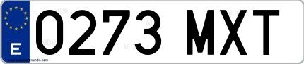 Ejemplo de matrícula española 0273 MXT