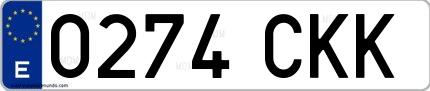 Ejemplo de matrícula española 0274 CKK