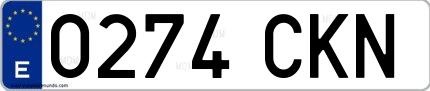 Ejemplo de matrícula española 0274 CKN