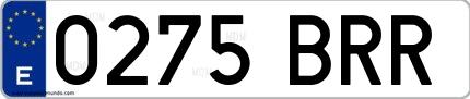 Ejemplo de matrícula española 0275 BRR