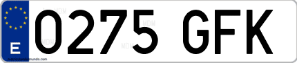Ejemplo de matrícula de coche ordinaria 0275 GFK