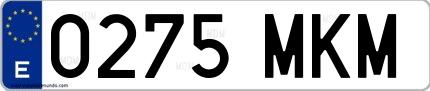 Ejemplo de matrícula española 0275 MKM