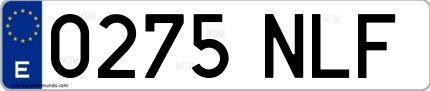 Ejemplo de matrícula española 0275 NLF