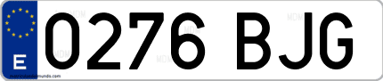 Ejemplo de matrícula de coche ordinaria 0276 BJG