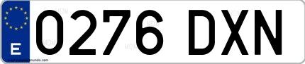 Ejemplo de matrícula española 0276 DXN