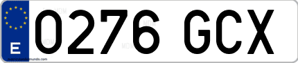 Ejemplo de matrícula de coche ordinaria 0276 GCX