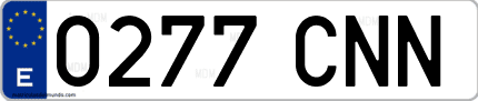 Ejemplo de matrícula de coche ordinaria 0277 CNN