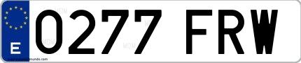 Ejemplo de matrícula de coche ordinaria 0277 FRW