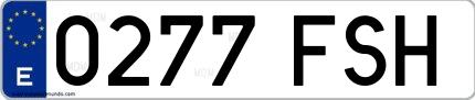Ejemplo de matrícula española 0277 FSH