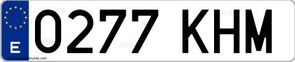Ejemplo de matrícula española 0277 KHM