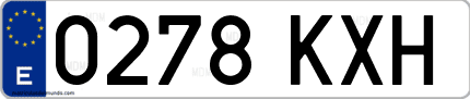 Ejemplo de matrícula de coche ordinaria 0278 KXH