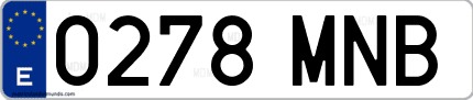 Ejemplo de matrícula de coche ordinaria 0278 MNB