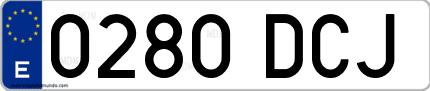 Ejemplo de matrícula de coche ordinaria 0280 DCJ