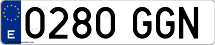 Ejemplo de matrícula de coche ordinaria 0280 GGN