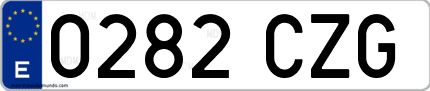 Ejemplo de matrícula de coche ordinaria 0282 CZG
