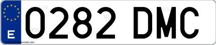 Ejemplo de matrícula española 0282 DMC
