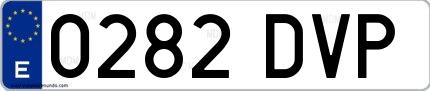 Ejemplo de matrícula de coche ordinaria 0282 DVP