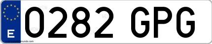 Ejemplo de matrícula española 0282 GPG