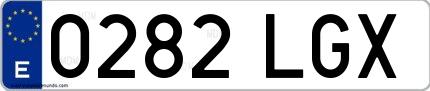 Ejemplo de matrícula española 0282 LGX