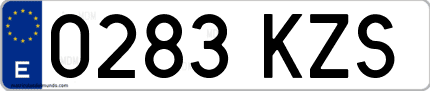 Ejemplo de matrícula de coche ordinaria 0283 KZS