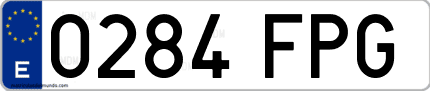 Ejemplo de matrícula de coche ordinaria 0284 FPG