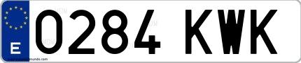 Ejemplo de matrícula española 0284 KWK