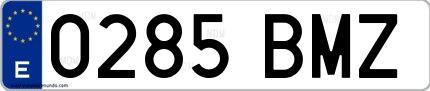 Ejemplo de matrícula española 0285 BMZ