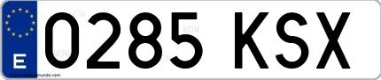 Ejemplo de matrícula española 0285 KSX