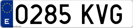 Ejemplo de matrícula de coche ordinaria 0285 KVG