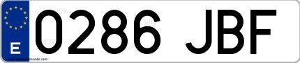 Ejemplo de matrícula española 0286 JBF
