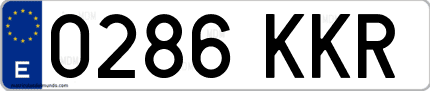 Ejemplo de matrícula de coche ordinaria 0286 KKR