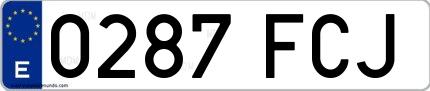 Ejemplo de matrícula de coche ordinaria 0287 FCJ