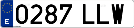 Ejemplo de matrícula de coche ordinaria 0287 LLW