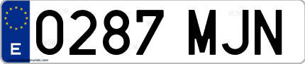 Ejemplo de matrícula de coche ordinaria 0287 MJN